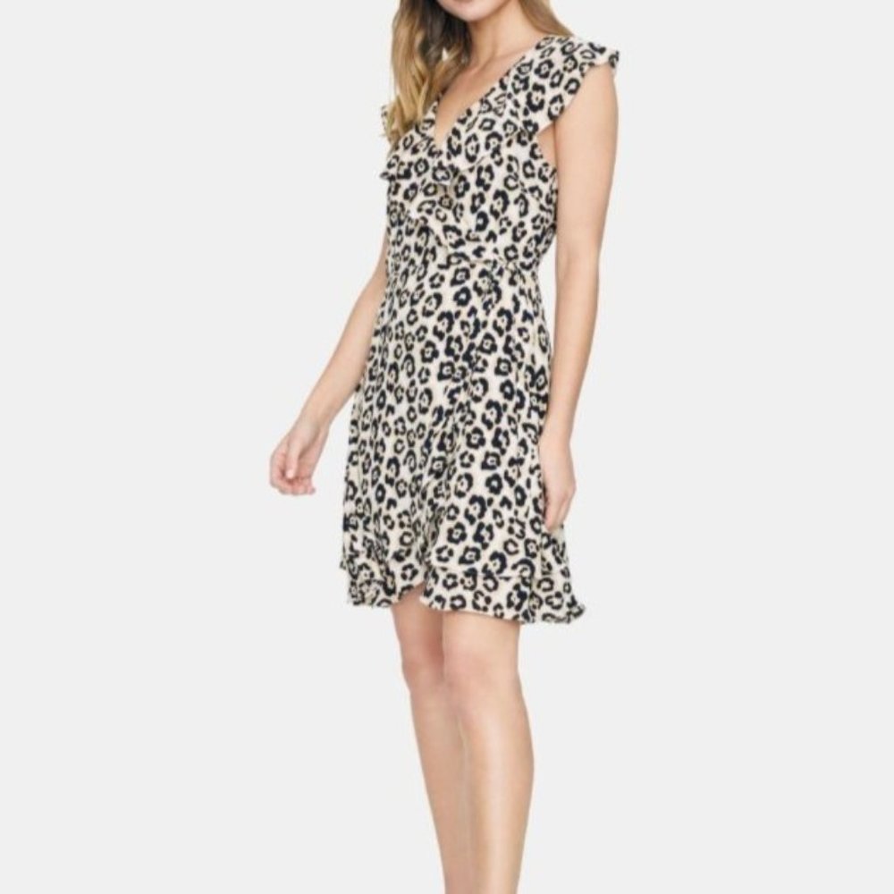 Sanctuary Johanna Wrap Dress Leopard Ruffle Animal Print S NWT fs